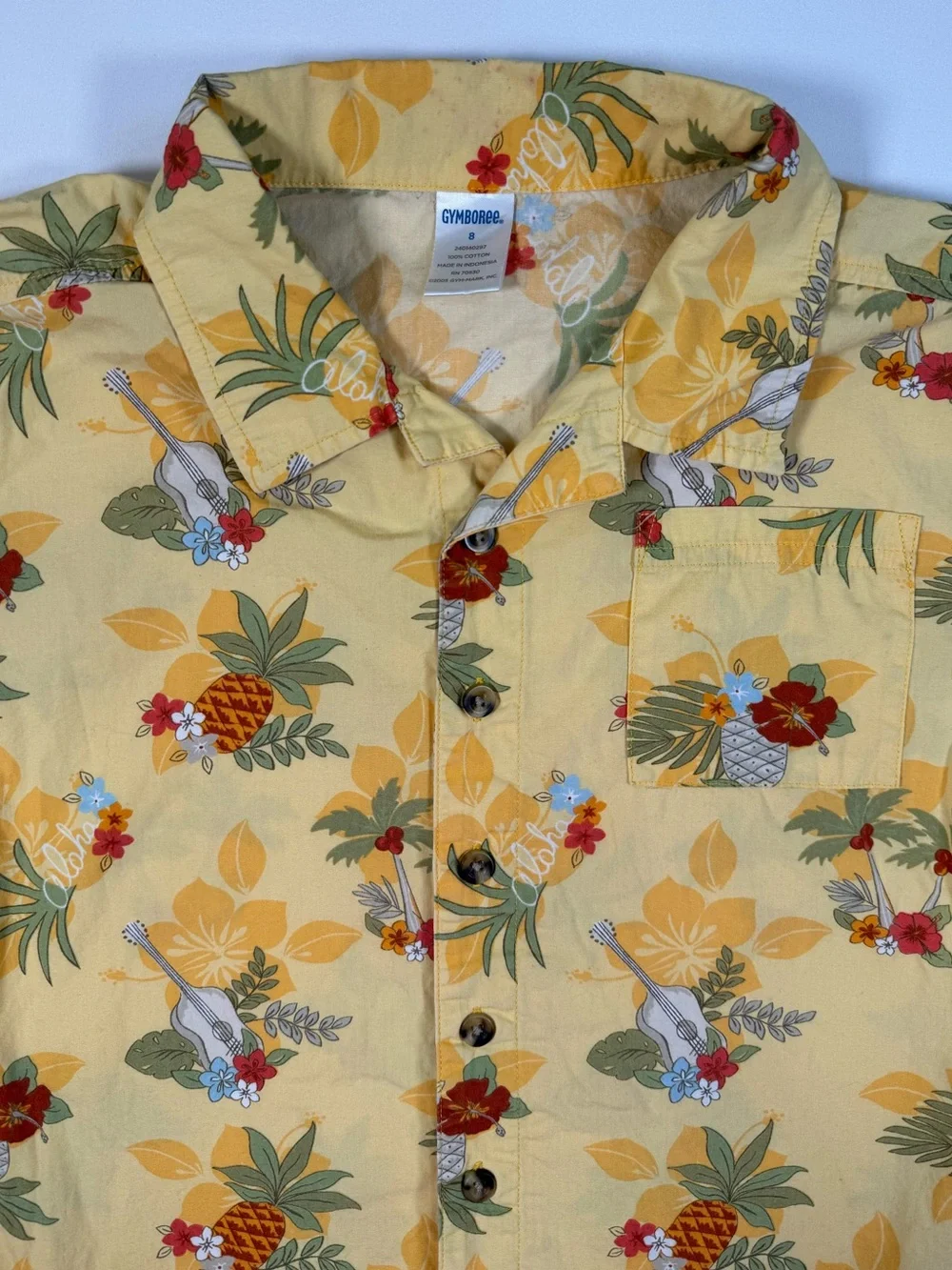 VINTAGE‎ GYMBOREE Boys Hawaiian Button Up Shirt 8 2005 Tropical Aloha Summer